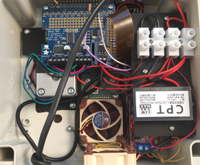 Inside the SkyCam4 after the DC rail was added.