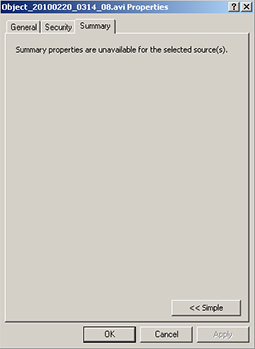 Error that appeared when .avi file was opened